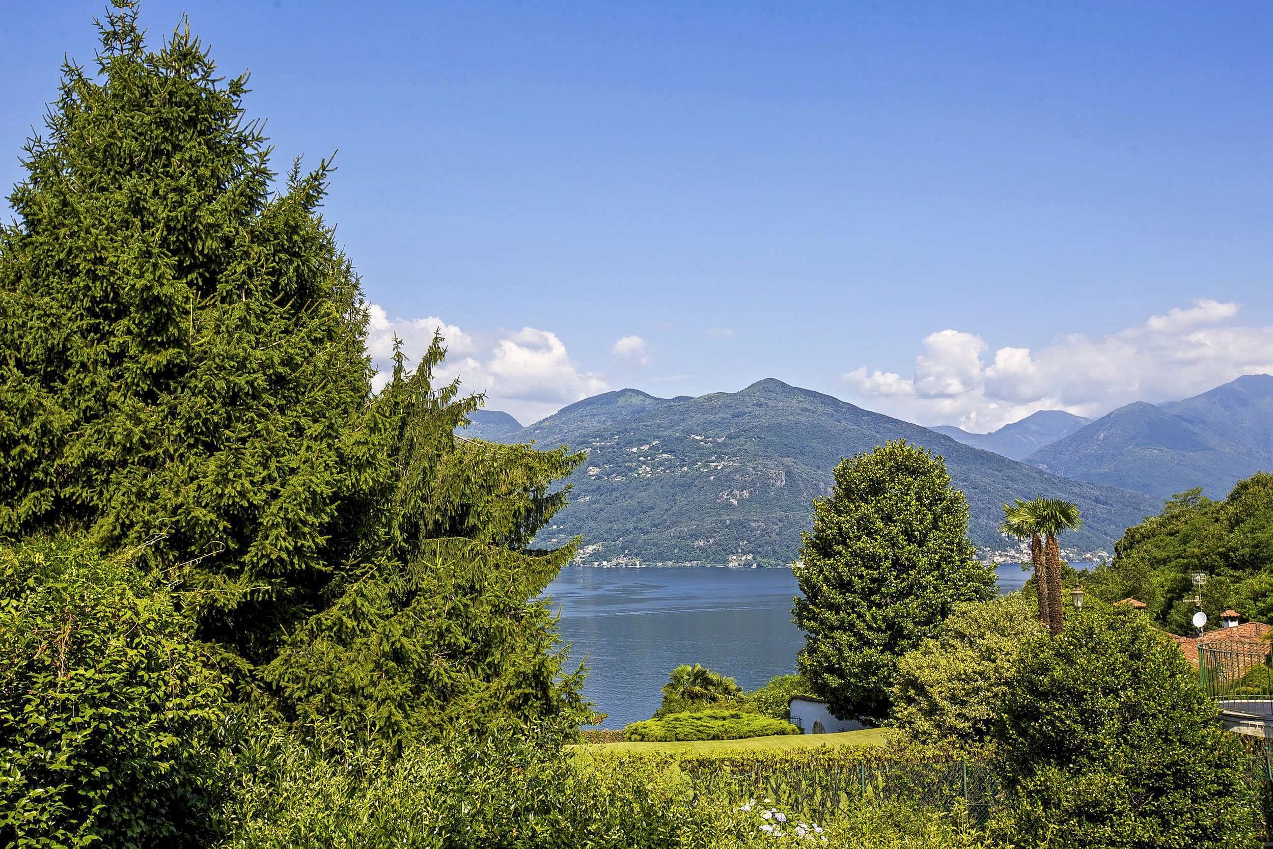 Schöne Sicht auf den Lago Maggiore und ins Grüne