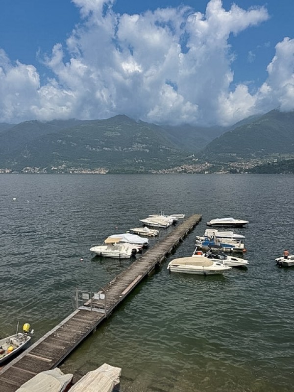 Fantastische Sicht auf den See, das gegenüberliegende Ufer und die Isola Comacina