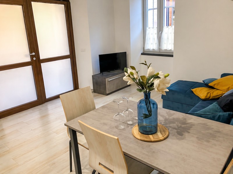 Großes Wohn-/ Esszimmer mit Schlafsofa (0,90 m x 2,00 m) und SAT-TV